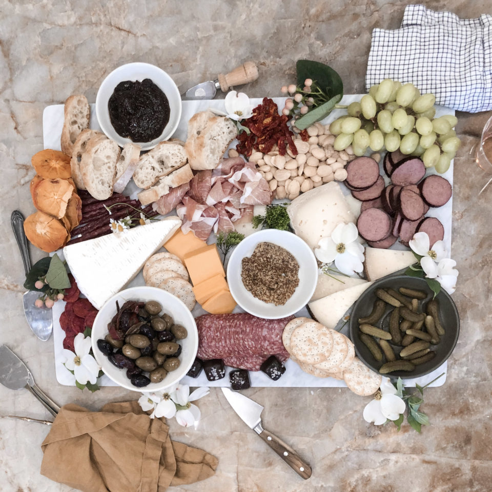 meat and cheese board on stone at Rocktops