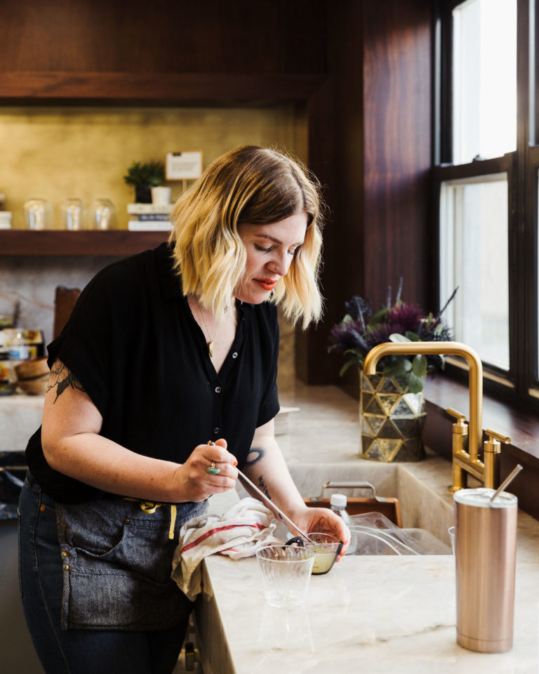 BoozeBungalow preparing cocktail - Kansas City Designer