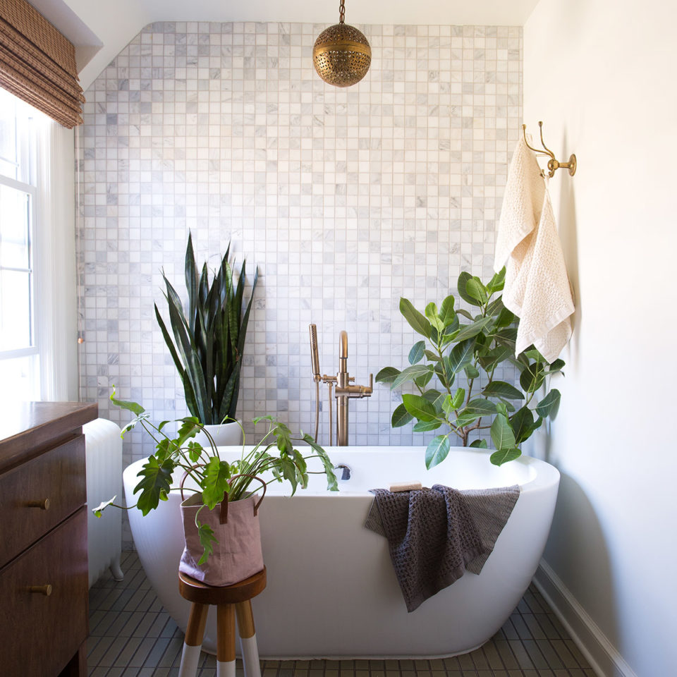 bathroom with soaking tub