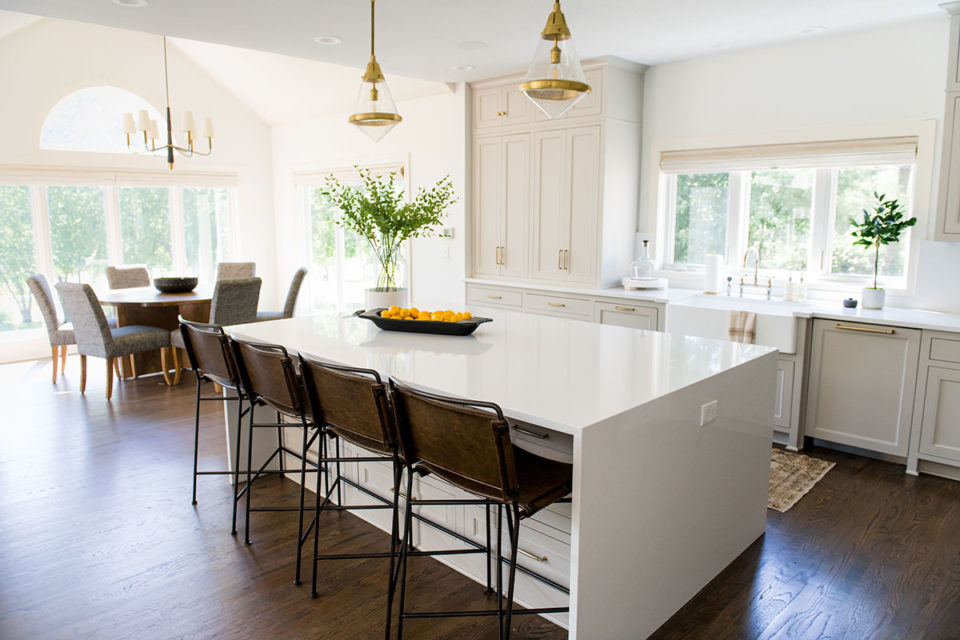 monochromatic kitchen cabinetry and counterops