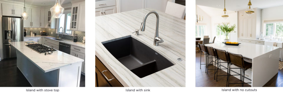 stove top, sink, no cutouts, island countertop options