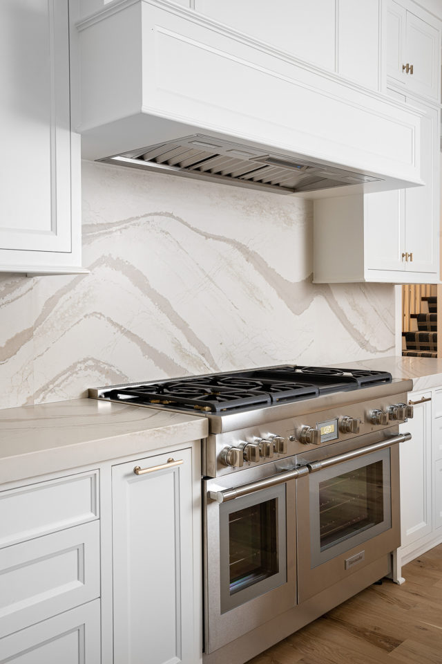 kitchen surround with quartz countertop