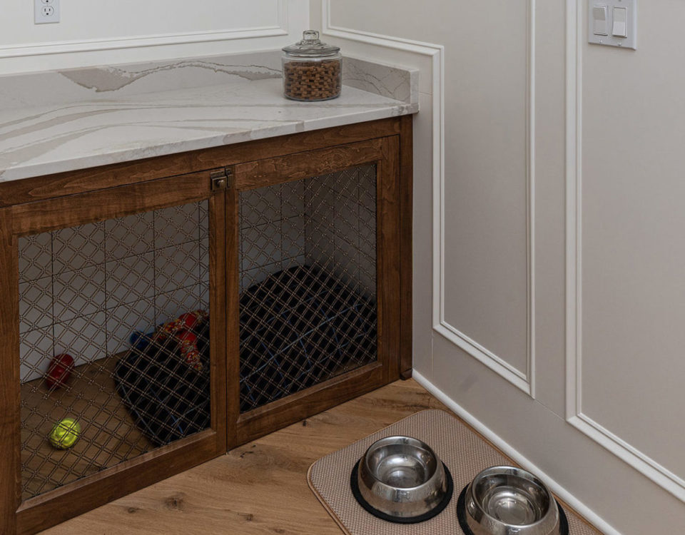 Dog cage with quartz countertop