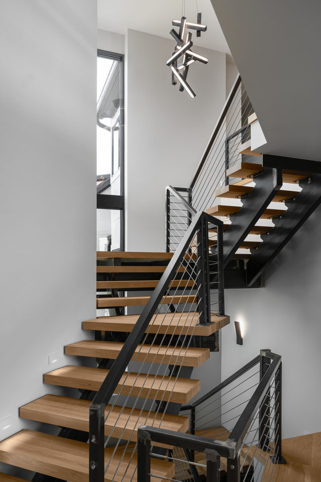 Metal railed stair case