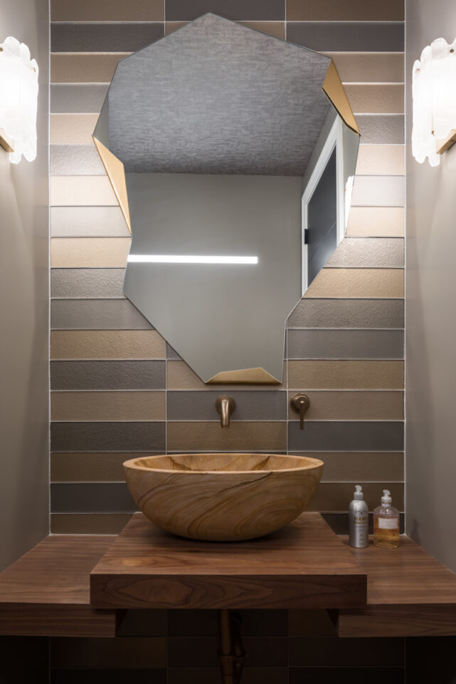 Powder bath with wood countertops