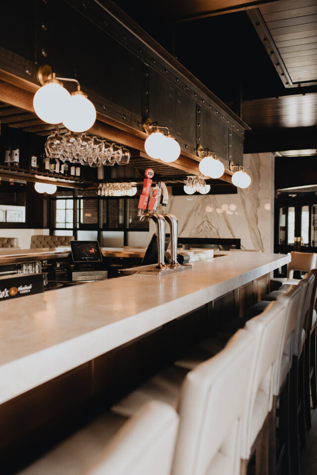 reflective quartzite countertop bar